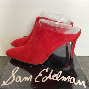 Sam Edelman Oran Red Suede Mule Pump Sz 8